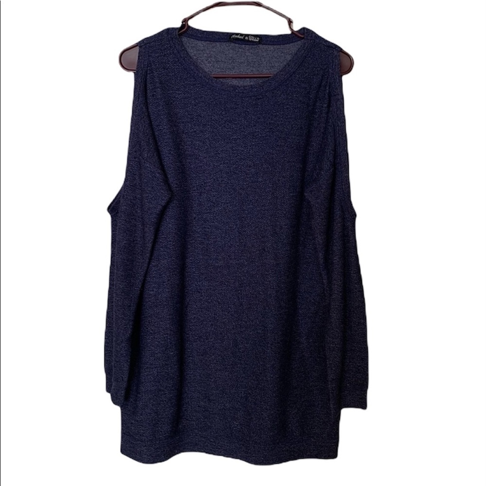 Rachael & Chloe Navy Cold Shoulder Top